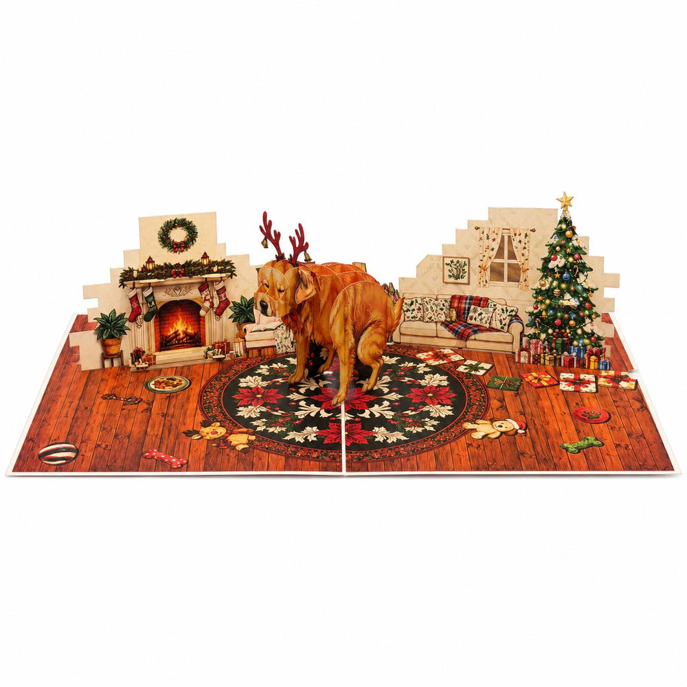 Funny Christmas Dog Pop-Up Card – 3D Greeting Card & Christmas Gift