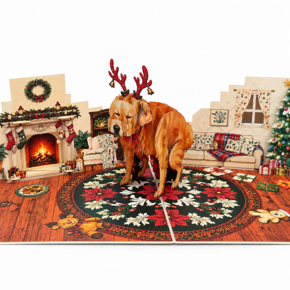 Funny Christmas Dog Pop-Up Card – 3D Greeting Card & Christmas Gift