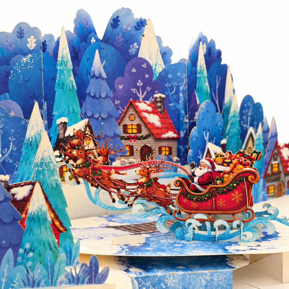 Santa’s Sleigh Christmas Pop-Up Card – 3D Greeting Card & Christmas Gift