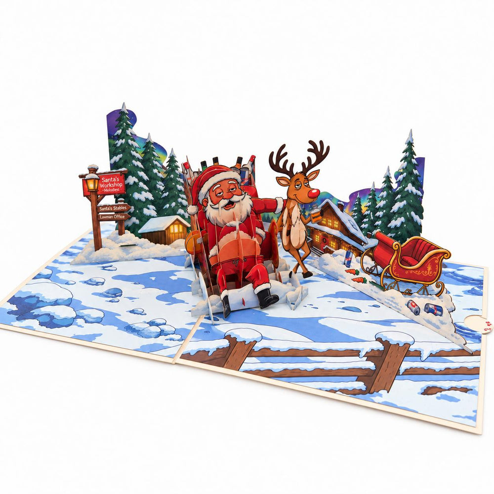 Tipsy Santa Christmas Pop-Up Card – Funny 3D Greeting Card & Christmas Gift