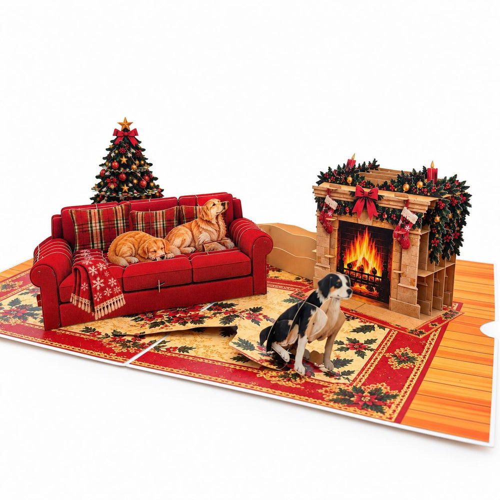 Cozy Christmas Dogs Pop-Up Card – 3D Greeting Card & Christmas Gift