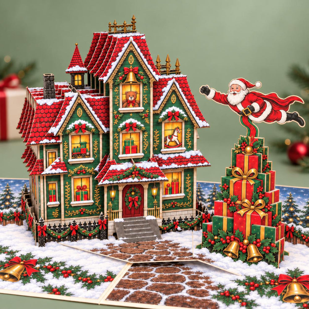 Santa’s Workshop Christmas Pop-Up Card – 3D Greeting Card & Christmas Gift
