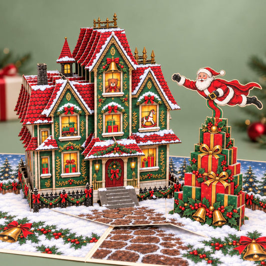 Santa’s Workshop Christmas Pop-Up Card – 3D Greeting Card & Christmas Gift