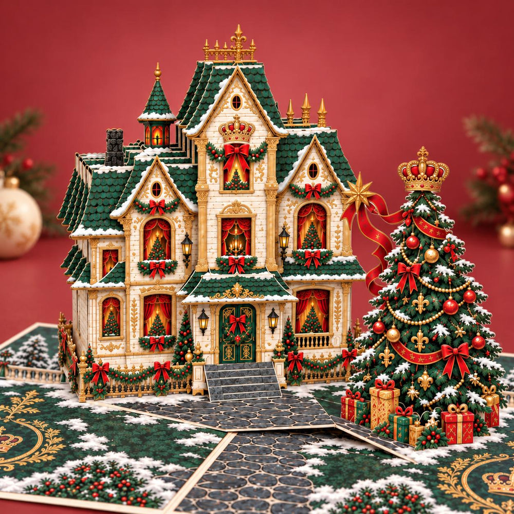 Royal Christmas House Pop-Up Card – 3D Greeting Card & Christmas Gift