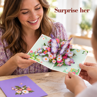 Purple Butterfly Daisy Pop-Up Card - 3D Floral Greeting Card & Unique Birthday Gift