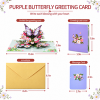 Purple Butterfly Daisy Pop-Up Card - 3D Floral Greeting Card & Unique Birthday Gift