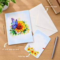 Sunflower Butterfly Pop-Up Card - 3D Floral Greeting Card & Unique Gift