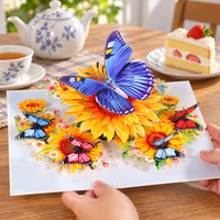 Sunflower Butterfly Pop-Up Card - 3D Floral Greeting Card & Unique Gift