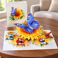 Sunflower Butterfly Pop-Up Card - 3D Floral Greeting Card & Unique Gift