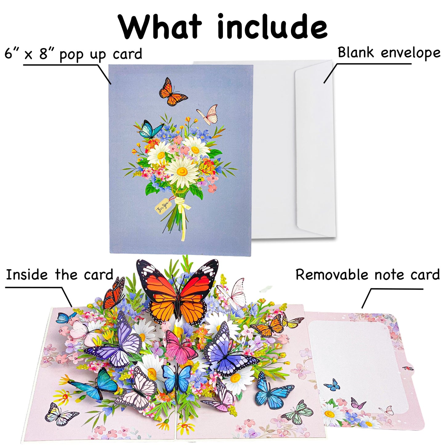 Pop Up Butterfly Garden Card 3D Colorful Butterflies and Spring Flowers Beautiful Mother's Day, Birthday, Thank You, Get Well Greeting Card for Women, Nature Lovers, Mom, Wife, Grandma