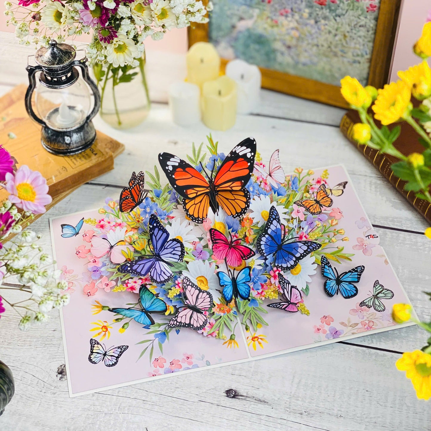 Pop Up Butterfly Garden Card 3D Colorful Butterflies and Spring Flowers Beautiful Mother's Day, Birthday, Thank You, Get Well Greeting Card for Women, Nature Lovers, Mom, Wife, Grandma