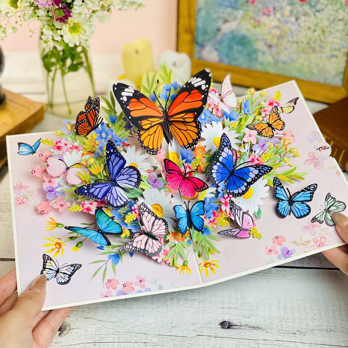 Pop Up Butterfly Garden Card 3D Colorful Butterflies and Spring Flowers Beautiful Mother's Day, Birthday, Thank You, Get Well Greeting Card for Women, Nature Lovers, Mom, Wife, Grandma