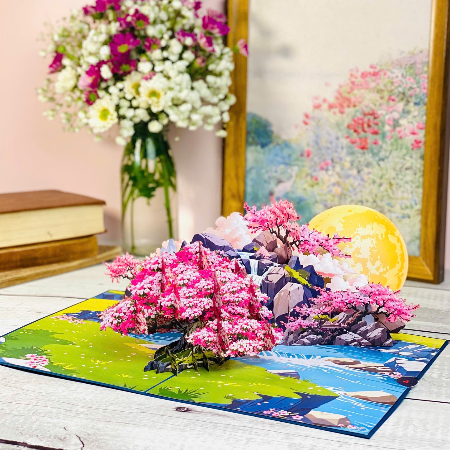 Garden Fountain Pop Up Card 3D Floral Water Feature with Butterflies and Roses Elegant Mother's Day, Birthday, Thank You, Anniversary Greeting Card for Mom, Wife, Grandma, Her