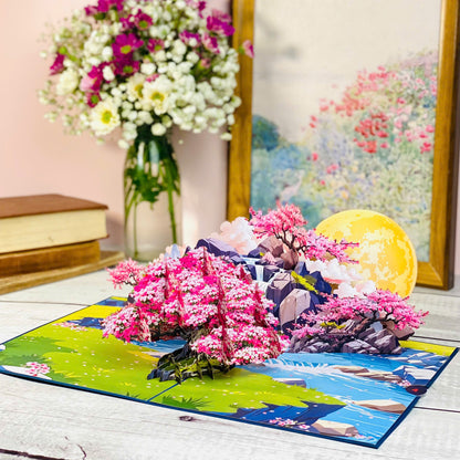 Garden Fountain Pop Up Card 3D Floral Water Feature with Butterflies and Roses Elegant Mother's Day, Birthday, Thank You, Anniversary Greeting Card for Mom, Wife, Grandma, Her
