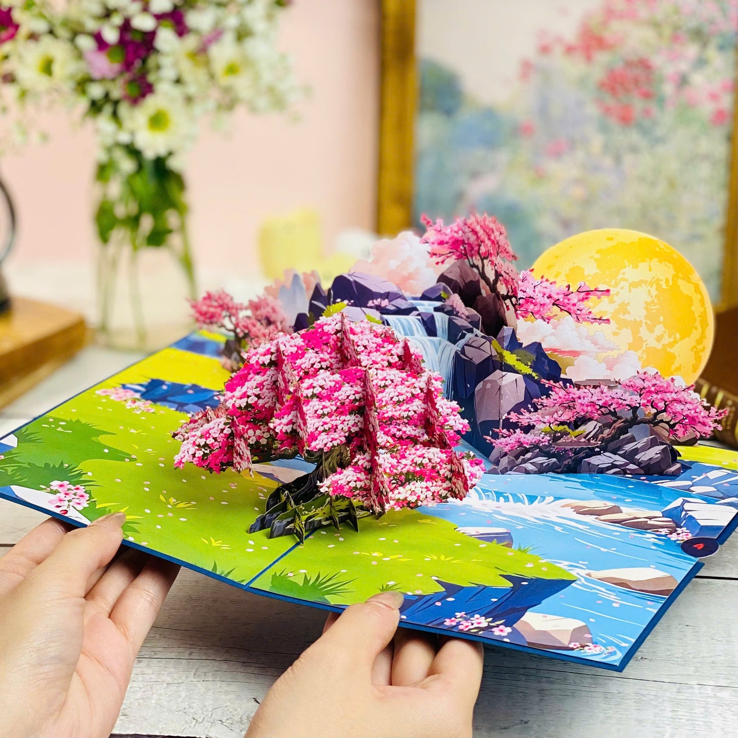Garden Fountain Pop Up Card 3D Floral Water Feature with Butterflies and Roses Elegant Mother's Day, Birthday, Thank You, Anniversary Greeting Card for Mom, Wife, Grandma, Her