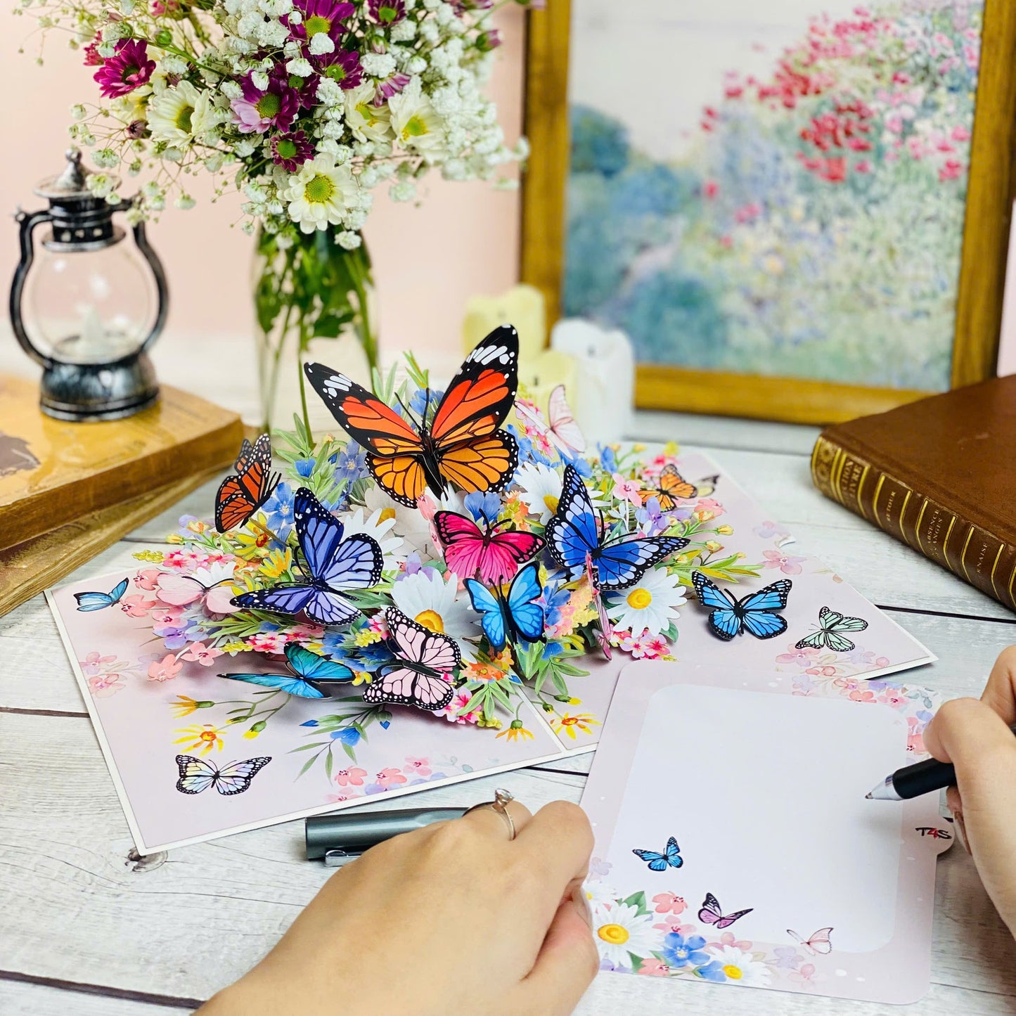 Pop Up Butterfly Garden Card 3D Colorful Butterflies and Spring Flowers Beautiful Mother's Day, Birthday, Thank You, Get Well Greeting Card for Women, Nature Lovers, Mom, Wife, Grandma